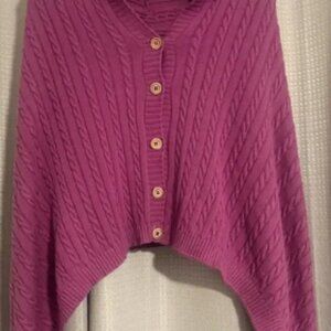 Women’s 525 America Purple Cable Knit Sweater Cape Poncho. One Size.‎